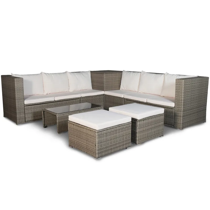 Exklusiv loungegrupp | Inbyggd förvaring | Brun konstrotting | Djursvik, undefined