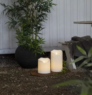 Flamme Grand LED Blockljus 20 cm - vit - Trädgård & spabad - Utemiljö - Altan & terrass - Altanbelysning