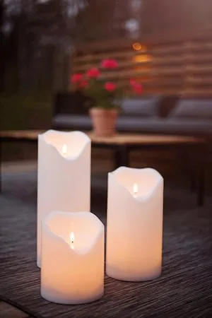 Flamme Grand LED Blockljus 20 cm - vit - Trädgård & spabad - Utemiljö - Altan & terrass - Altanbelysning