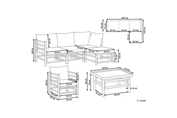 Hörnsoffa Cerreto med fåtölj Beige/ljust trä - Beige/ljust trä - Utemöbler - Loungemöbler - Soffgrupp utomhus