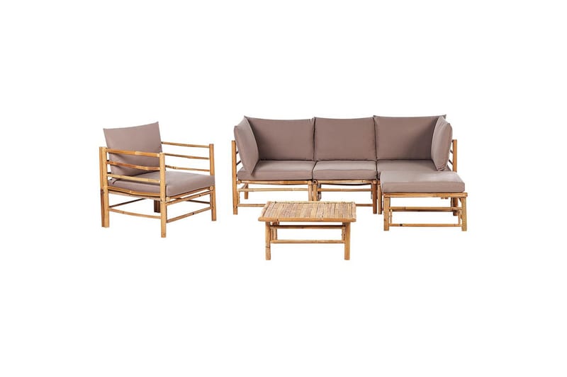 Hörnsoffa Cerreto med fåtölj Beige/ljust trä - Beige/ljust trä - Trädgård & spabad - Utemiljö - Altan & terrass - Altanmöbler
