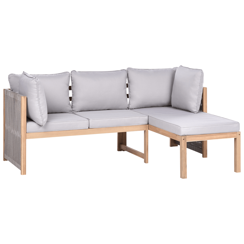 Hörnsoffa utomhus med Bord 3-Sits Arabba Vänstervänd Akaciaträ - Brun/Grå - Trädgård & spabad - Utemiljö - Altan & terrass - Altanmöbler