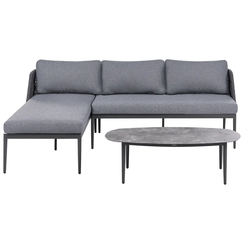 Hörnsoffa utomhus med Bord 3-Sits Leffe Högervänd, Grå