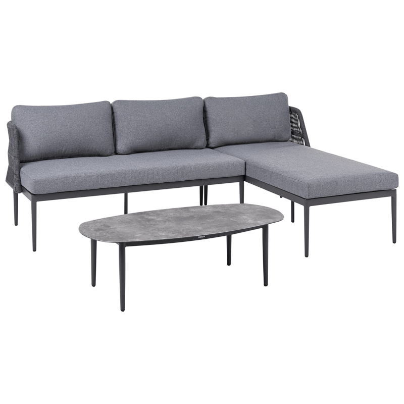 Hörnsoffa utomhus med Bord 3-Sits Leffe Vänstervänd - Grå - Trädgård & spabad - Utemiljö - Altan & terrass - Altanmöbler