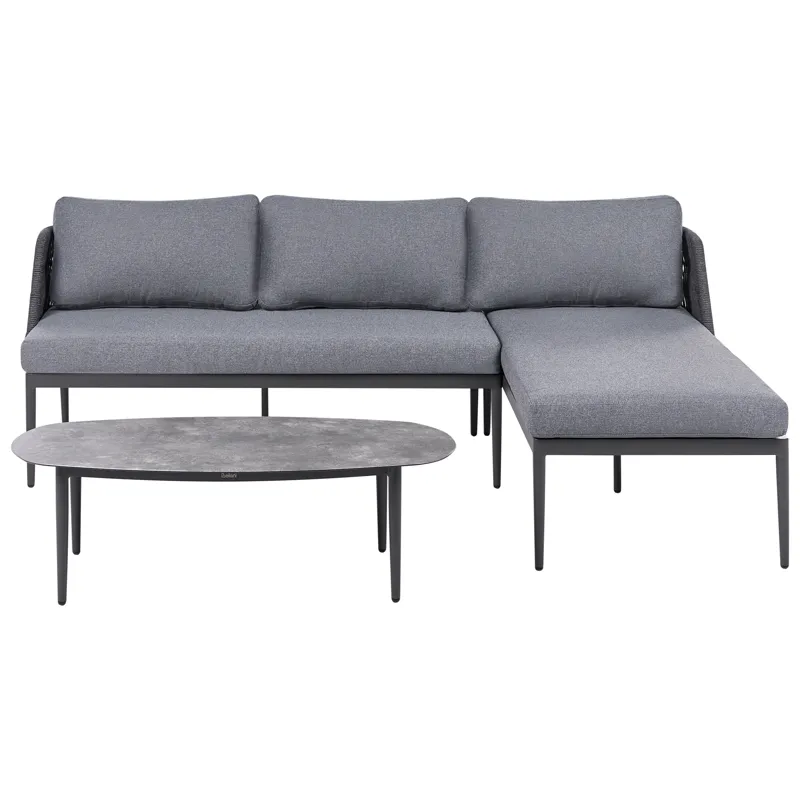 Hörnsoffa utomhus med Bord 3-Sits Leffe Vänstervänd, Grå