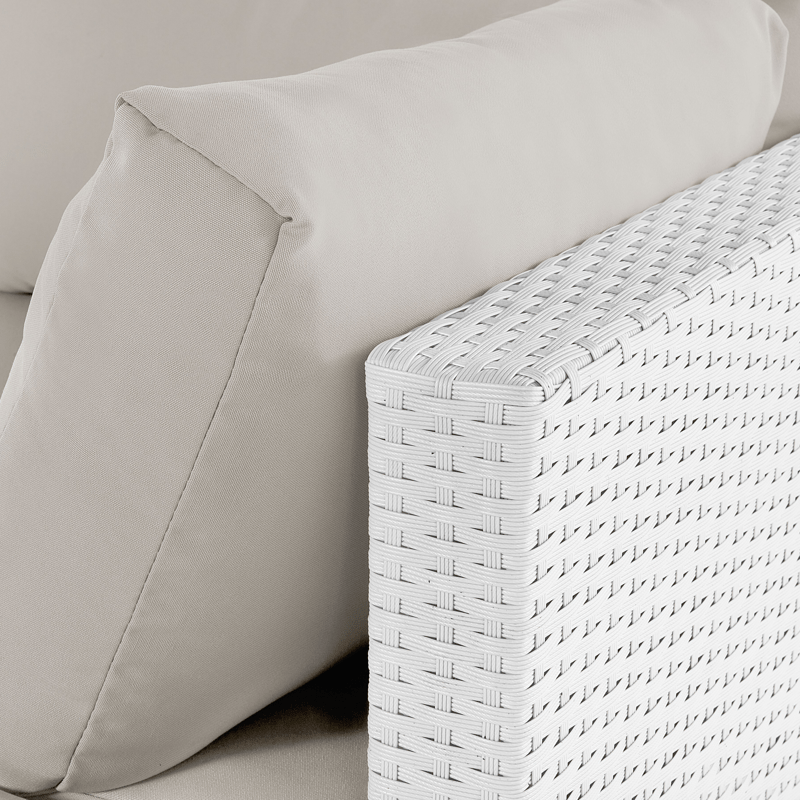 Hörnsoffa utomhus med Bord 4-Sits Sano Högervänd Modulär Konstrotting - Vit/Beige - Trädgård & spabad - Utemiljö - Altan & terrass - Altanmöbler