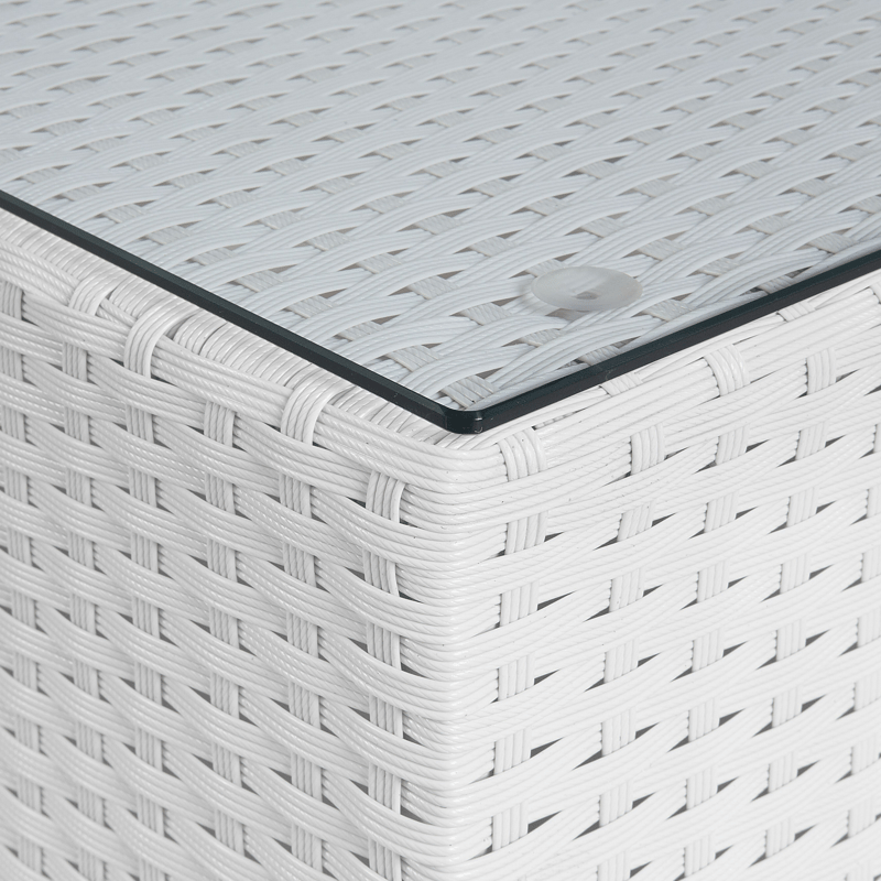 Hörnsoffa utomhus med Bord 4-Sits Sano Högervänd Modulär Konstrotting - Vit/Beige - Trädgård & spabad - Utemiljö - Altan & terrass - Altanmöbler