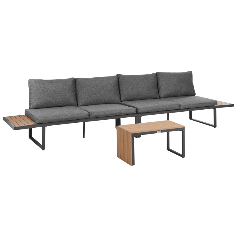 Hörnsoffa utomhus med Bord 4-Sits Pienza Högervänd - Grå/Brun/Svart - Trädgård & spabad - Utemiljö - Altan & terrass - Altanmöbler