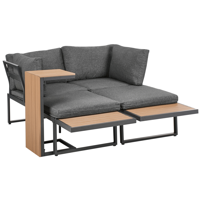 Hörnsoffa utomhus med Bord 4-Sits Pienza Högervänd - Grå/Brun/Svart - Trädgård & spabad - Utemiljö - Altan & terrass - Altanmöbler