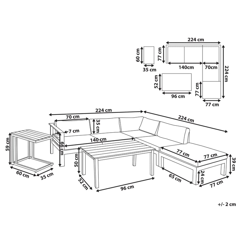 Hörnsoffa utomhus med Bord 5-Sits Messina Vänstervänd - Vit/Beige/Grön - Trädgård & spabad - Utemiljö - Altan & terrass - Altanmöbler