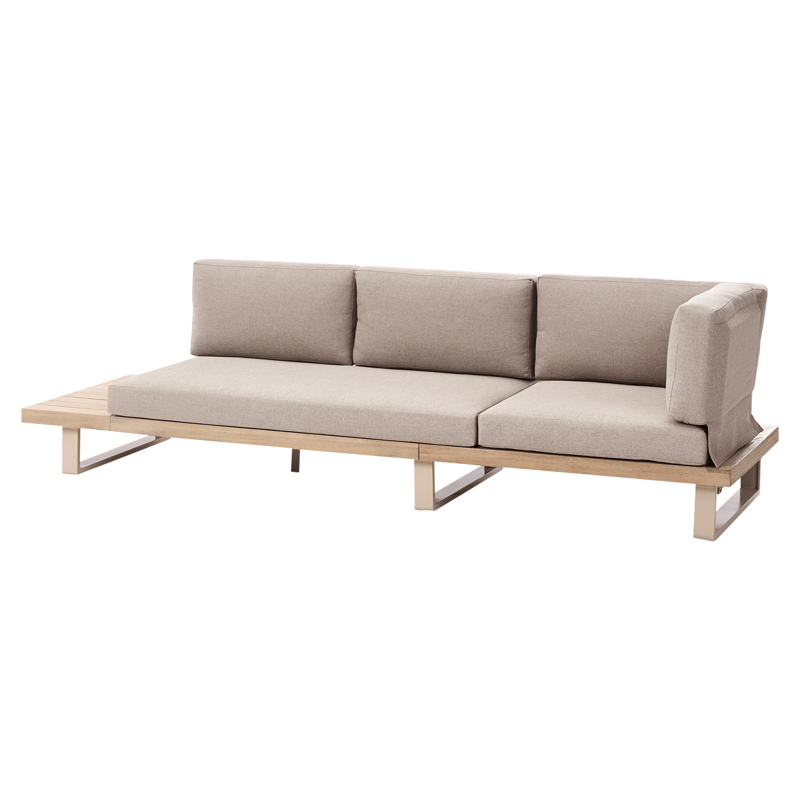 Hörnsoffa utomhus med Bord 5-Sits Mykonos Högervänd Akaciaträ - Beige/Brun - Utemöbler - Loungemöbler - Soffgrupp utomhus