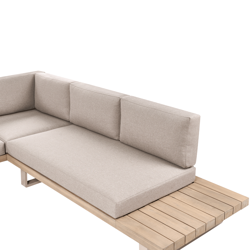 Hörnsoffa utomhus med Bord 5-Sits Mykonos Högervänd Akaciaträ - Beige/Brun - Utemöbler - Loungemöbler - Soffgrupp utomhus