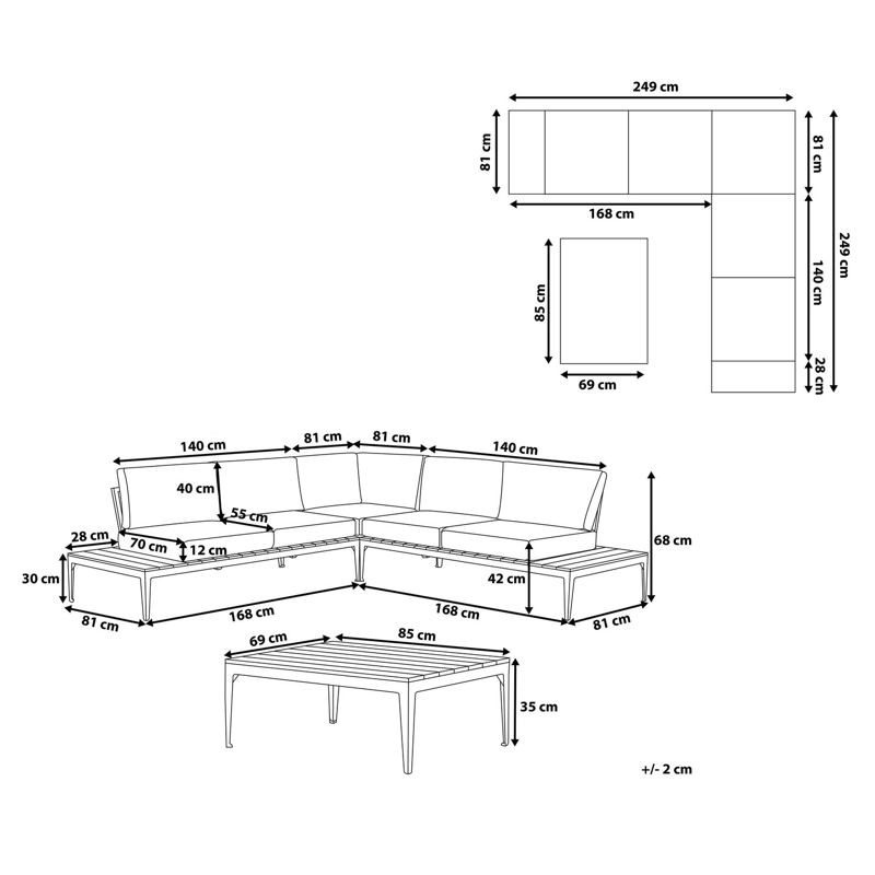 Hörnsoffa utomhus med Bord 5-Sits Positano - Brun/Vit/Brun - Trädgård & spabad - Utemiljö - Altan & terrass - Altanmöbler