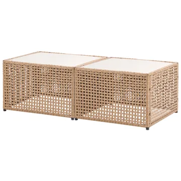 Hörnsoffa utomhus med Bord 6-Sits Omegana Modulär Konstrotting - Beige/Svart - Utemöbler - Loungemöbler - Soffgrupp utomhus