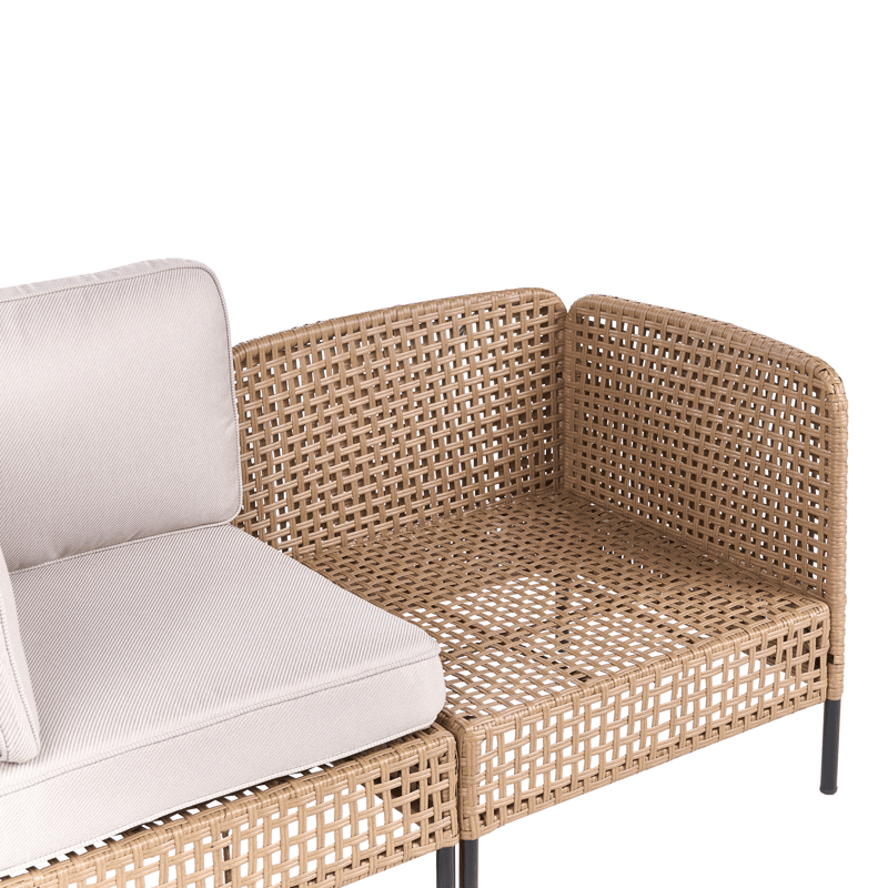 Hörnsoffa utomhus med Bord 6-Sits Omegana Modulär Konstrotting - Beige/Svart - Trädgård & spabad - Utemiljö - Altan & terrass - Altanmöbler