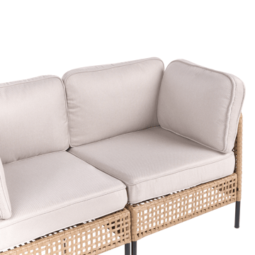 Hörnsoffa utomhus med Bord 6-Sits Omegana Modulär Konstrotting - Beige/Svart - Utemöbler - Loungemöbler - Soffgrupp utomhus
