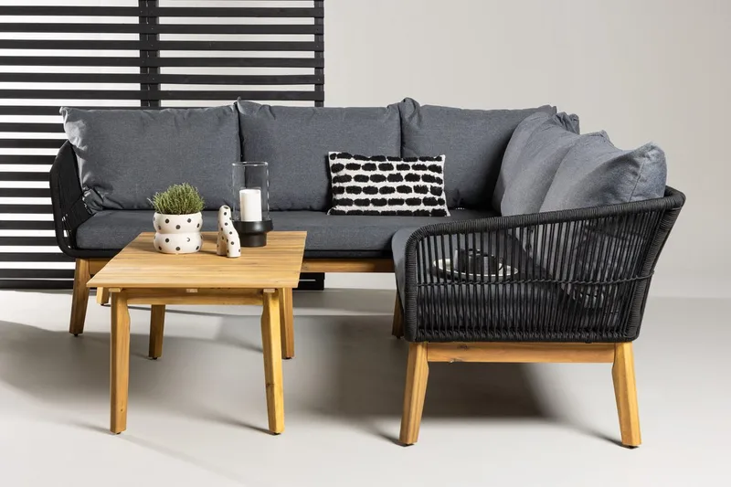 Hörnsoffset 4-sits Chania Utomhus, Svart