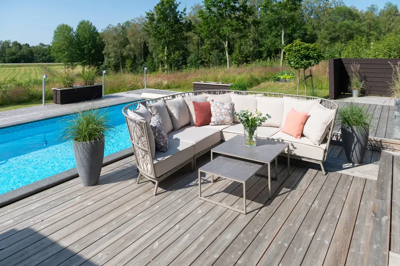 Hillerstorp Jet Set Loungesoffa Hörn - Beige - Utemöbler - Loungemöbler - Loungesoffa