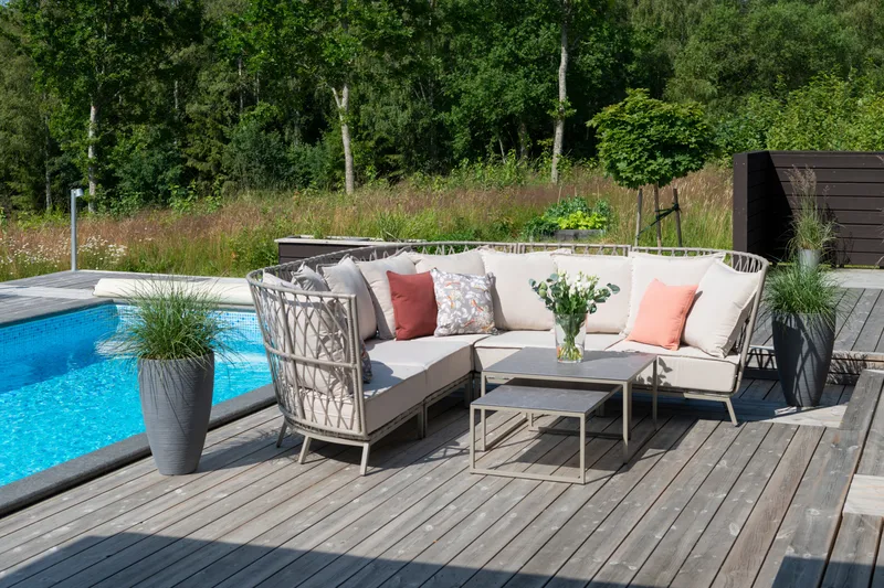 Hillerstorp Jet Set Loungesoffa Hörn - Beige - Utemöbler - Loungemöbler - Loungesoffa