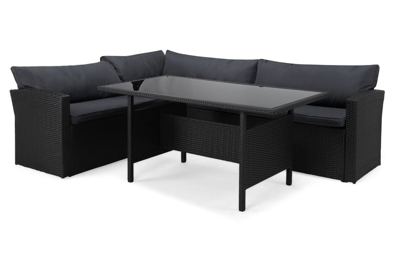 James Light Soffgrupp och Loungegrupp Utomhus 5-sits i konstrotting för trädgård och uteplats - Svart / Svarta dynor - Trädgård & spabad - Utemiljö - Altan & terrass - Altanmöbler