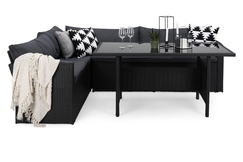 James Light Soffgrupp och Loungegrupp Utomhus 5-sits i konstrotting för trädgård och uteplats - Svart / Svarta dynor - Trädgård & spabad - Utemiljö - Altan & terrass - Altanmöbler