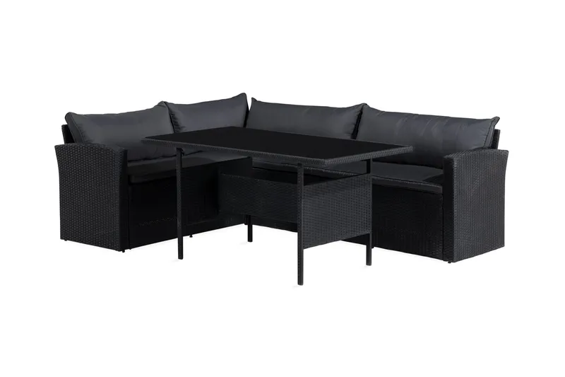 James Light Soffgrupp och Loungegrupp Utomhus 5-sits i konstrotting för trädgård och uteplats - Svart / Svarta dynor - Trädgård & spabad - Utemiljö - Altan & terrass - Altanmöbler