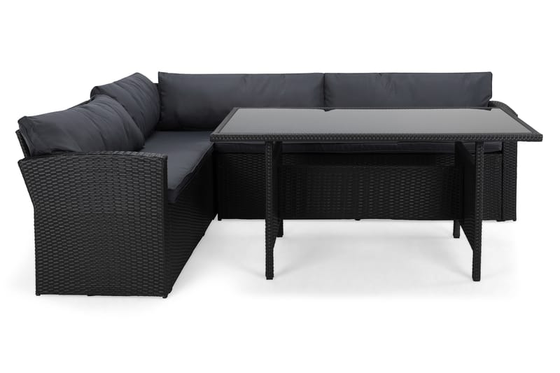 James Light Soffgrupp och Loungegrupp Utomhus 5-sits i konstrotting för trädgård och uteplats - Svart / Svarta dynor - Trädgård & spabad - Utemiljö - Altan & terrass - Altanmöbler