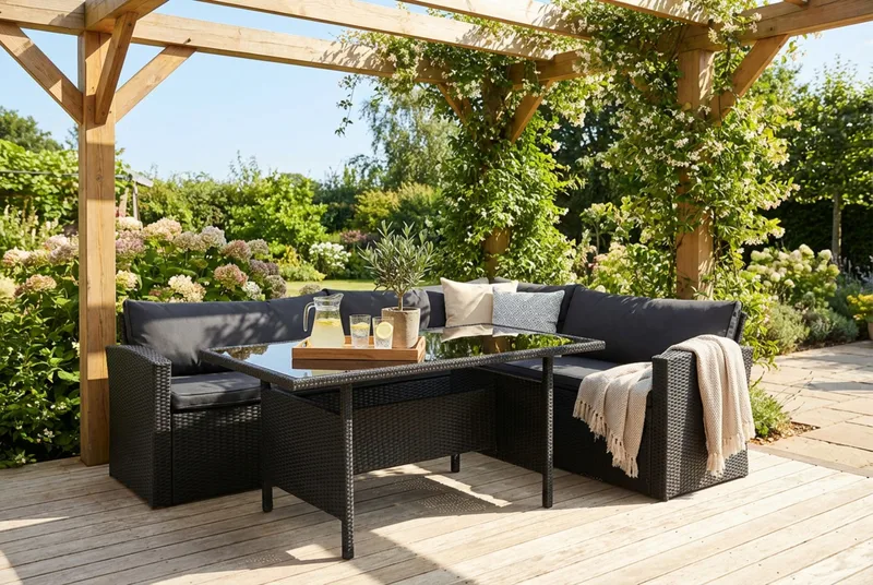James Light Soffgrupp och Loungegrupp Utomhus  5-sits i konstrotting för Trädgård och Uteplats - Svart / Svarta dynor - Trädgård & spabad - Utemiljö - Altan & terrass - Altanmöbler