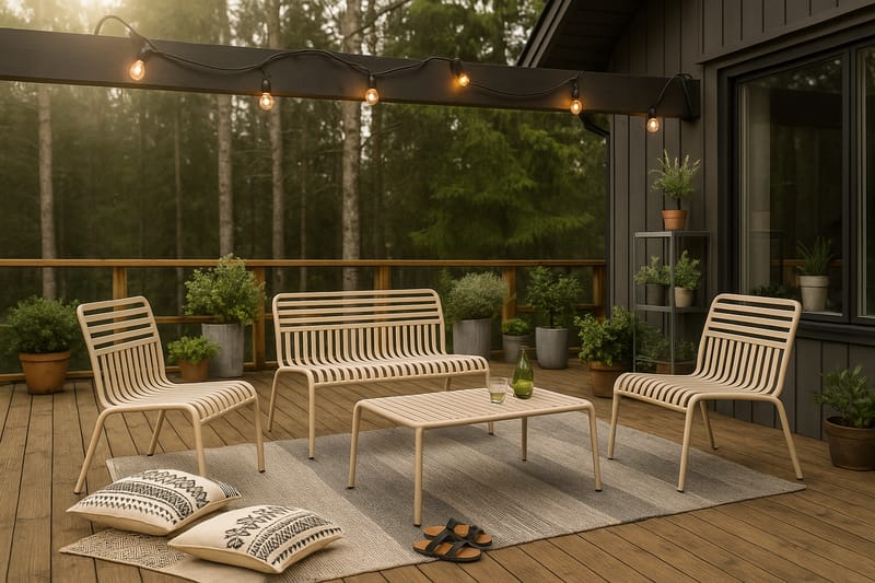Jarva Liten 4-sits Soffgrupp Utomhus i metall - Beige - Trädgård & spabad - Utemiljö - Altan & terrass - Altanmöbler