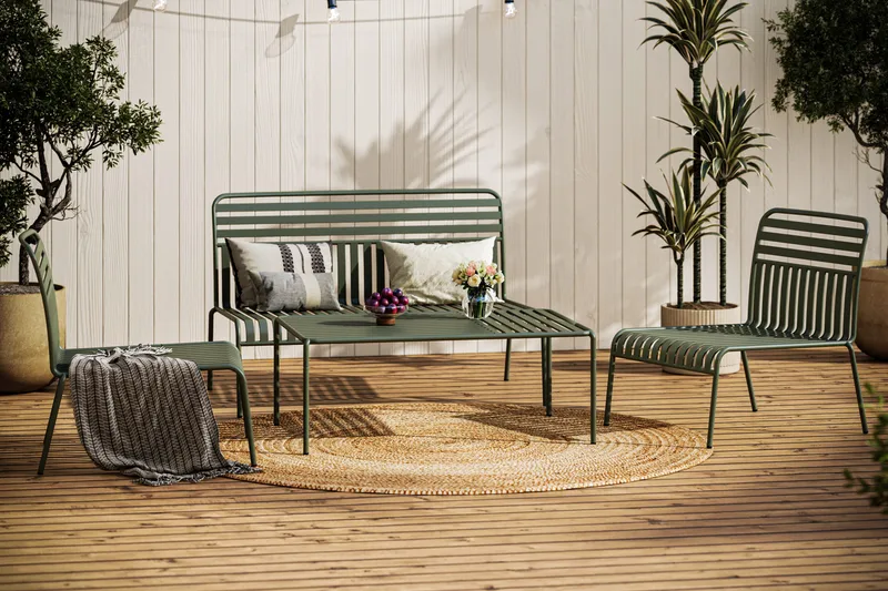 Jarva Liten 4-sits Soffgrupp Utomhus i metall - Oliv - Trädgård & spabad - Utemiljö - Altan & terrass - Altanmöbler