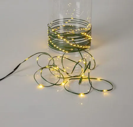 LED-ljusslinga Jul Dew Drop Micro 7 m 96 ljus Varmvit Batteridriven, Grön