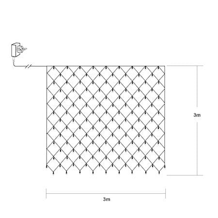 Ljusnät Jul Golden Warm White 3x3 m 200 ljus - Svart - Trädgård & spabad - Utemiljö - Altan & terrass - Altanbelysning