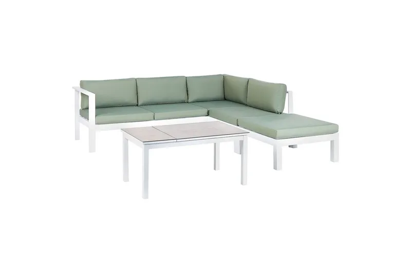 Loungegrupp 5-sits Messina Grön/vit/grå - Grön/vit/grå - Trädgård & spabad - Utemiljö - Altan & terrass - Altanmöbler