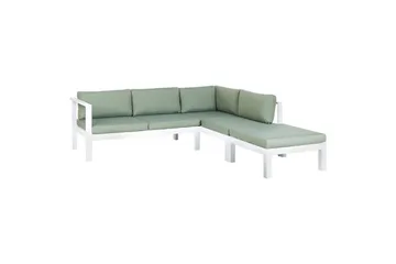 Loungegrupp 5-sits Messina Grön/vit/grå - Grön/vit/grå - Utemöbler - Loungemöbler - Soffgrupp utomhus