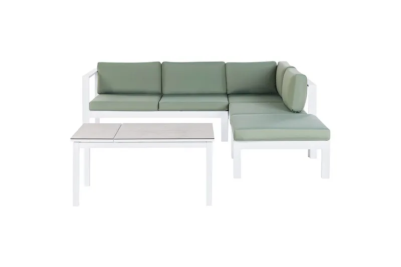 Loungegrupp 5-sits Messina Grön/vit/grå - Grön/vit/grå - Trädgård & spabad - Utemiljö - Altan & terrass - Altanmöbler