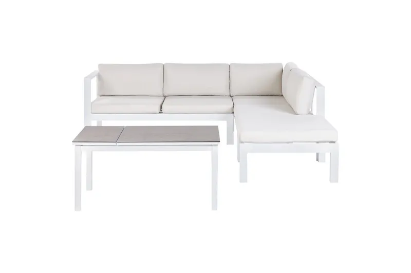 Loungegrupp 5-sits Messina Vit/Grå - Vit/Grå - Trädgård & spabad - Utemiljö - Altan & terrass - Altanmöbler