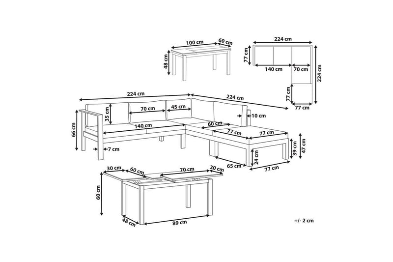 Loungegrupp 5-sits Messina Vit/Grå - Vit/Grå - Trädgård & spabad - Utemiljö - Altan & terrass - Altanmöbler