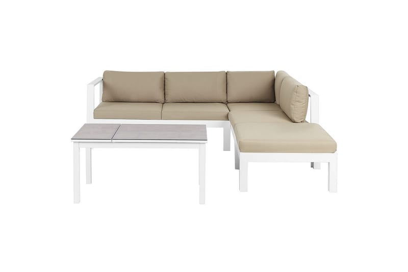 Loungegrupp 5-sits Messina Vit/Grå/Beige - Vit/Grå/Beige - Trädgård & spabad - Utemiljö - Altan & terrass - Altanmöbler
