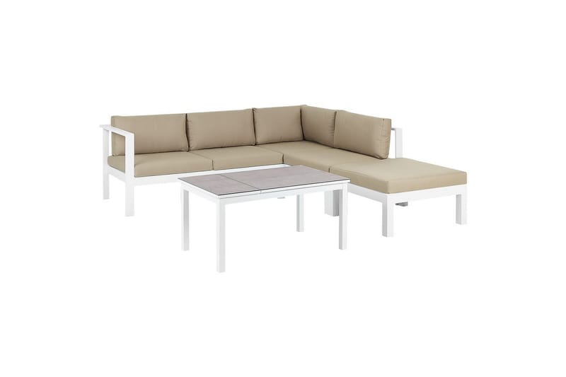 Loungegrupp 5-sits Messina Vit/Grå/Beige - Vit/Grå/Beige - Trädgård & spabad - Utemiljö - Altan & terrass - Altanmöbler