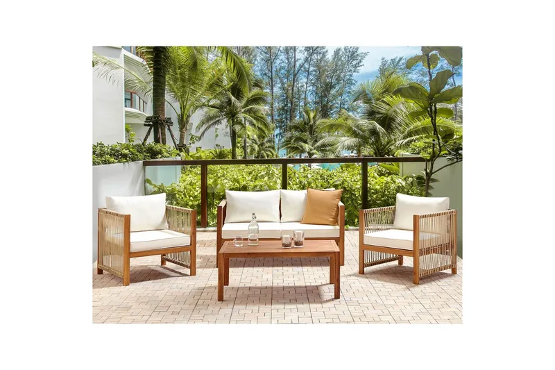 Loungegrupp Antria Ljus trä/beige - Ljus trä/beige - Trädgård & spabad - Utemiljö - Altan & terrass - Altanmöbler