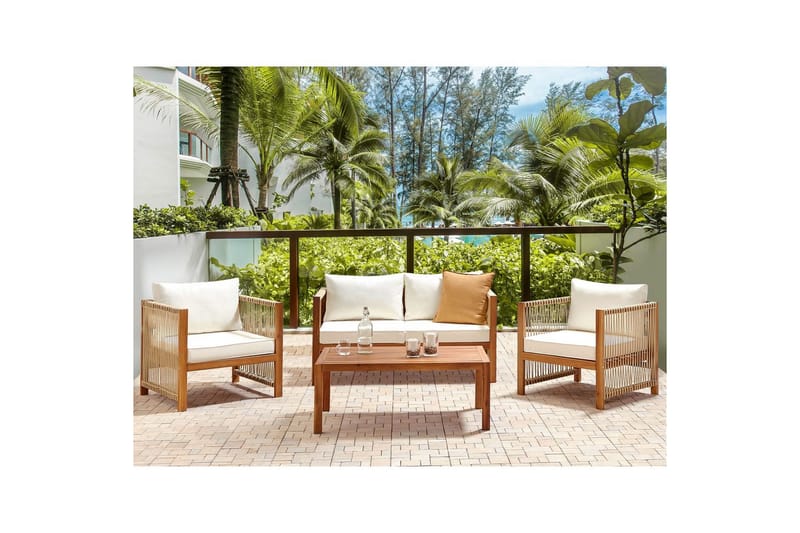 Loungegrupp Antria Ljus trä/beige - Ljus trä/beige - Trädgård & spabad - Utemiljö - Altan & terrass - Altanmöbler