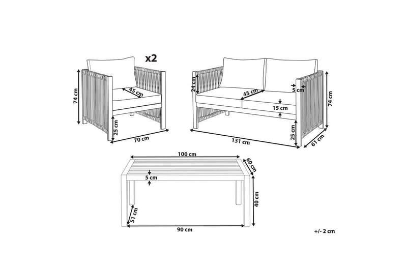Loungegrupp Antria Ljus trä/svart - Ljus trä/svart - Trädgård & spabad - Utemiljö - Altan & terrass - Altanmöbler