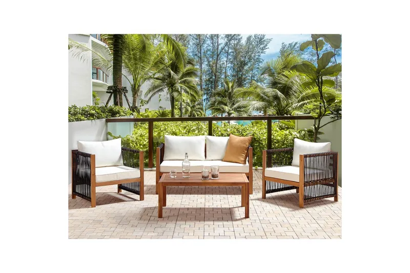 Loungegrupp Antria Ljus trä/svart - Ljus trä/svart - Trädgård & spabad - Utemiljö - Altan & terrass - Altanmöbler