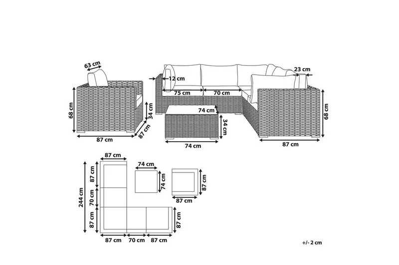 Loungegrupp Contare Grå/beige, Vänstervänd - Grå/beige, Vänstervänd - Trädgård & spabad - Utemiljö - Altan & terrass - Altanmöbler