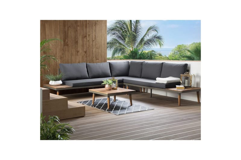 Loungegrupp Corato Grå/mörkt trä/ljust trä - Grå/mörkt trä/ljust trä - Trädgård & spabad - Utemiljö - Altan & terrass - Altanmöbler
