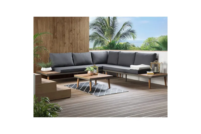 Loungegrupp Corato Grå/mörkt trä/ljust trä - Grå/mörkt trä/ljust trä - Trädgård & spabad - Utemiljö - Altan & terrass - Altanmöbler