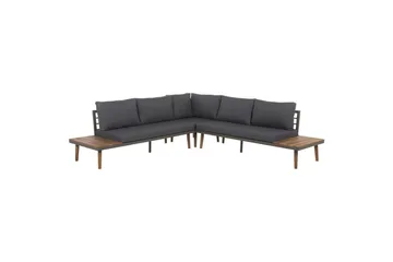 Loungegrupp Corato Grå/mörkt trä/ljust trä - Grå/mörkt trä/ljust trä - Utemöbler - Loungemöbler - Soffgrupp utomhus
