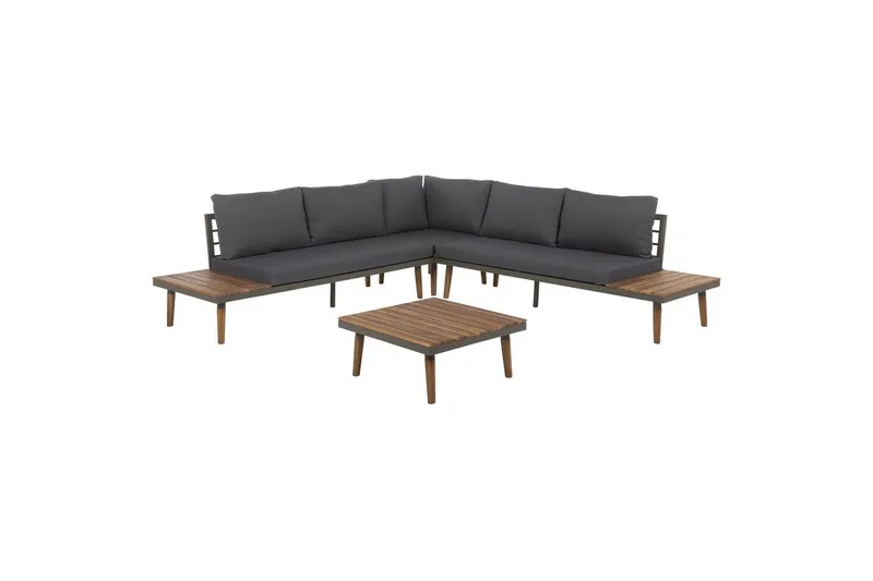 Loungegrupp Corato Grå/mörkt trä/ljust trä, Grå/mörkt trä/ljust trä