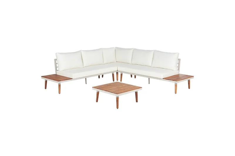 Loungegrupp Corato Vit/ljust trä - Vit/ljust trä - Trädgård & spabad - Utemiljö - Altan & terrass - Altanmöbler