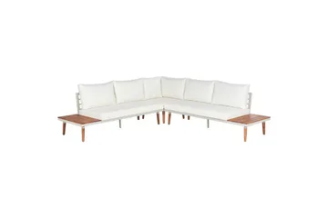 Loungegrupp Corato Vit/ljust trä - Vit/ljust trä - Utemöbler - Loungemöbler - Soffgrupp utomhus